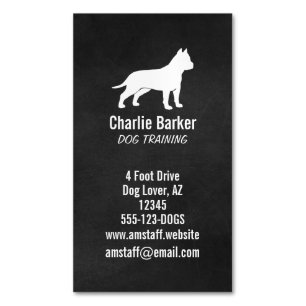 American Staffordshire Terrier Silhouette Magnetic Business Card