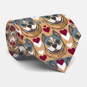 American Staffordshire Terrier Valentine Hearts Tie