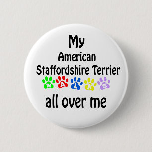 American Staffordshire Terrier Walks Design 6 Cm Round Badge