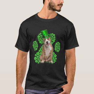 American Staffy Shamrock Paw Clovers St Patrick's T-Shirt