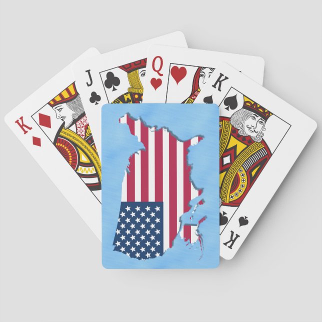 American Stars and Stripes Flag Red White Blue Sea Playing Cards (Back)