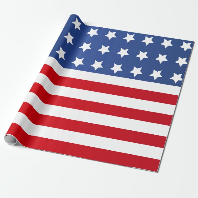 American Stars and Stripes Flag Wrapping Paper (Unrolled)