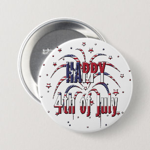 American Stars and Stripes Happy 4th of July 7.5 Cm Round Badge