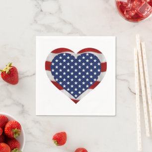 American Stars and Stripes Heart Patriotic Napkin