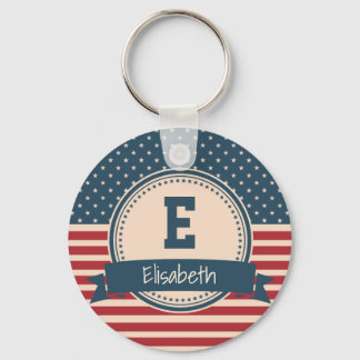 American stars stripes flag monogram name key ring