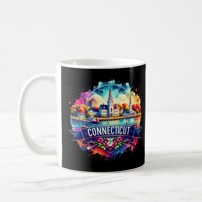 American State Map s - Connecticut USA map Coffee Mug (Left)