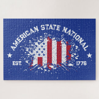American State National Peace Flag Splat Est 1776 Jigsaw Puzzle