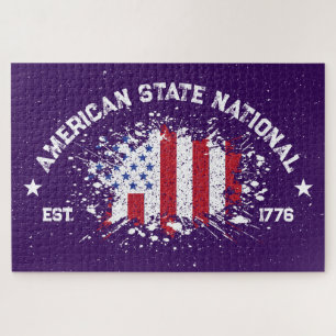 American State National Peace Flag Splat Est 1776 Jigsaw Puzzle