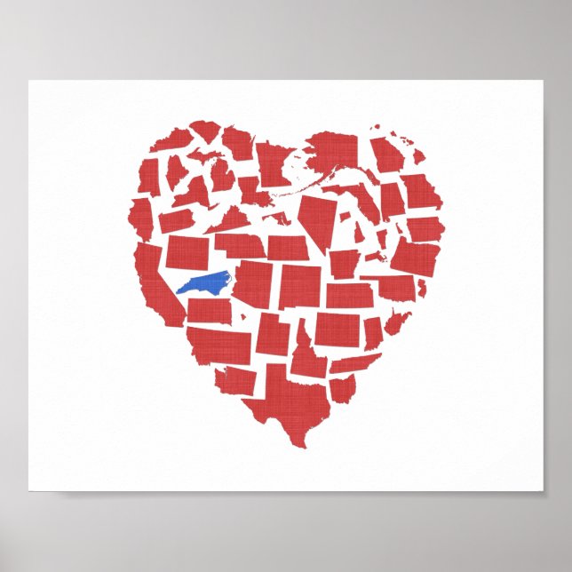 American States Heart Mosaic North Carolina Red Poster (Front)