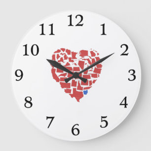 American States Heart Mosaic Ohio Red Large Clock