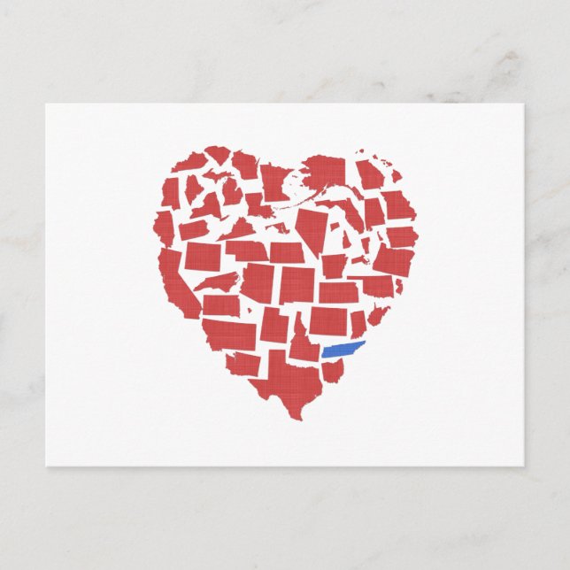 American States Heart Mosaic Tennessee Red Postcard (Front)