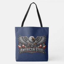 American Steel Eagle and Wrenches Navy Tote Bag
