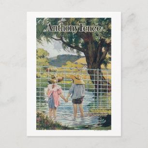 American Steel & Wire Co Fence Pond and Kids Postcard