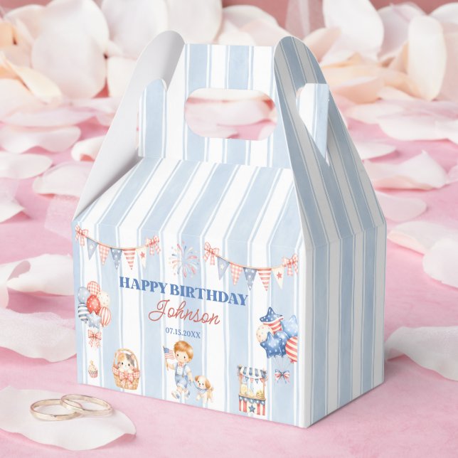 American Stripes Boy Birthday Party Favour Boxes (Wedding)