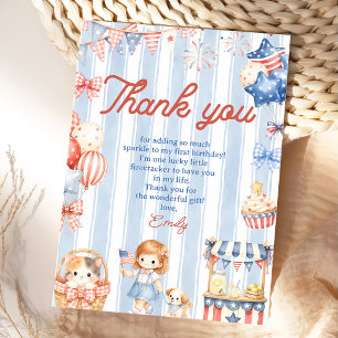 American Stripes Girl Birthday Party Invitation