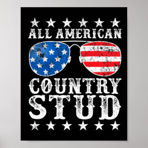 American Stud Boy Country 4th Of July Usa Flag Gif Poster