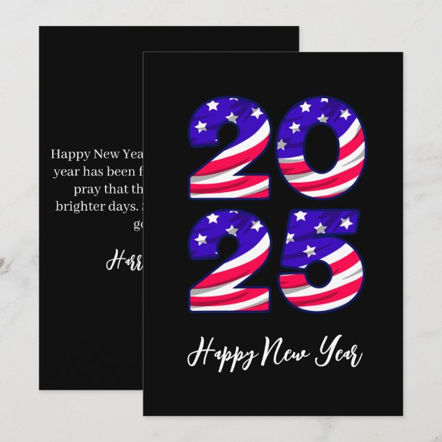 American style simple happy new years cards 2025 (Front/Back)