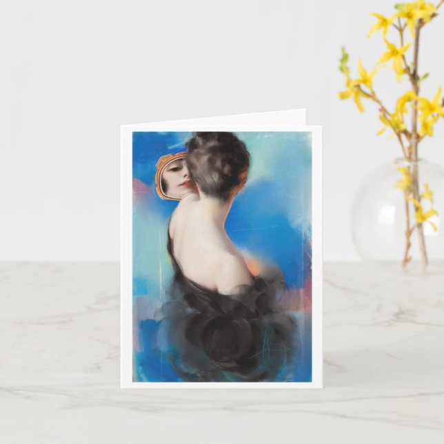 American Sunday cover illustration, Rolf Armstrong Card (Yellow Flower)