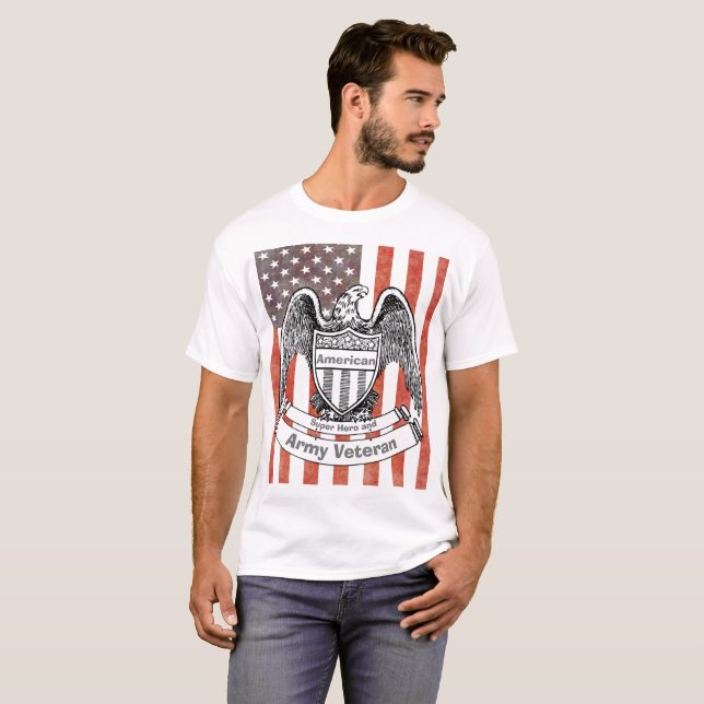American Super Hero and Army Veteran Custom Text T-Shirt (Front Full)