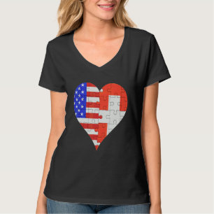 American Swiss Flag Heart T-Shirt