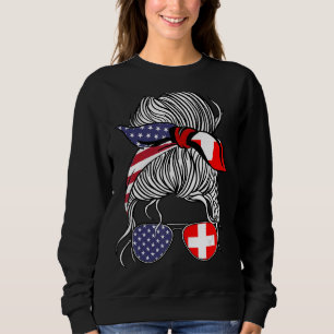 American Swiss Patriot Flag Women Girl Switzerland Sweatshirt
