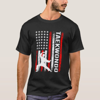 American Taekwondo USA Flag | Martial Arts Sport F T-Shirt