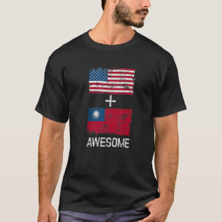 American + Taiwanese Awesome Usa And Taiwan Flags T-Shirt
