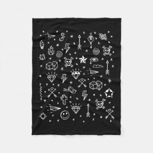 American Tattoo Flash, Traditional Tattoo Designs Fleece Blanket