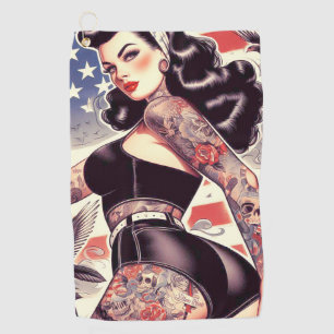American Tattoo Pin-up Golf Towel