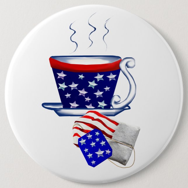 American Tea Cup and Bag Button (Front)