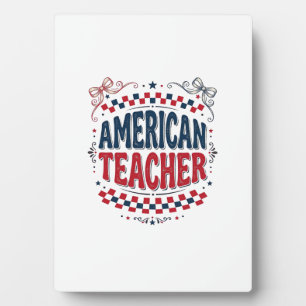 American Teacher Patriotic Vintage Shirt Design_1 Plaque