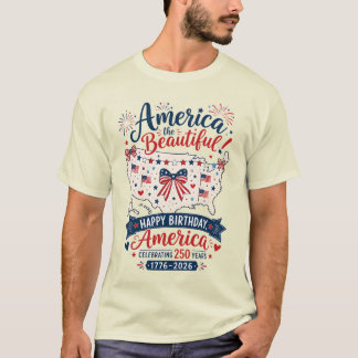 American The Beautiful 250 Celebration with Bow T-Shirt