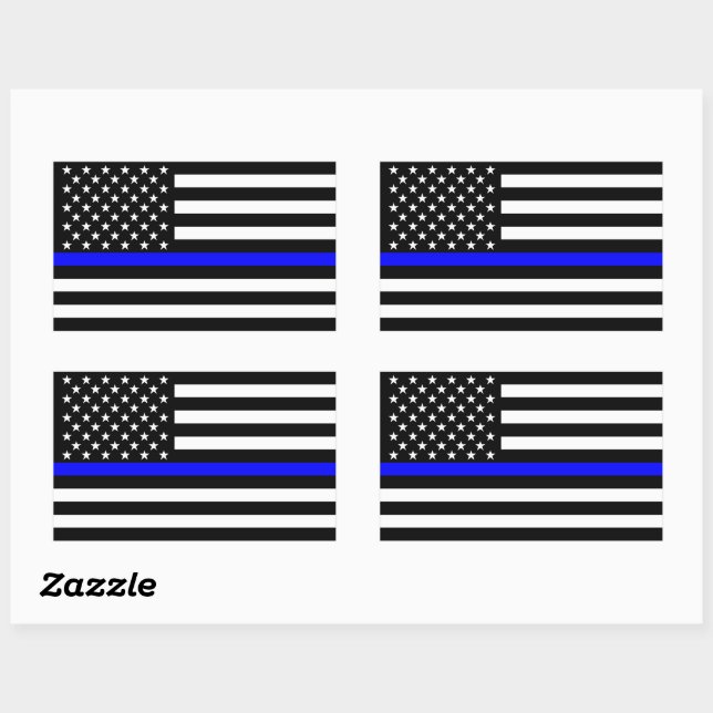 American Thin Blue Line Decor Rectangular Sticker (Sheet)