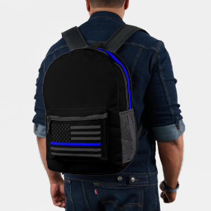 American Thin Blue Line Symbolic on a Printed Backpack