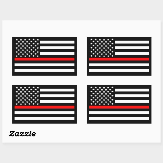 American Thin Red Line Decor Rectangular Sticker (Sheet)