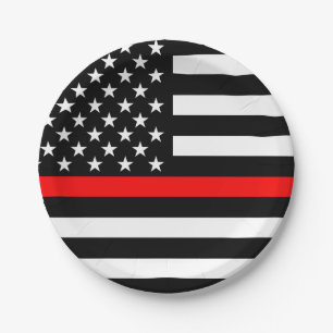American Thin Red Line Graphic Decor Paper Plate