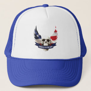 American to the Bone Skull Trucker Hat
