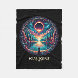 American Totality April 8 2024 Mystic Total Solar  Fleece Blanket