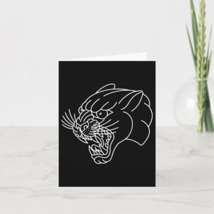 American Traditional Panther Head Outline Tattoo  Card