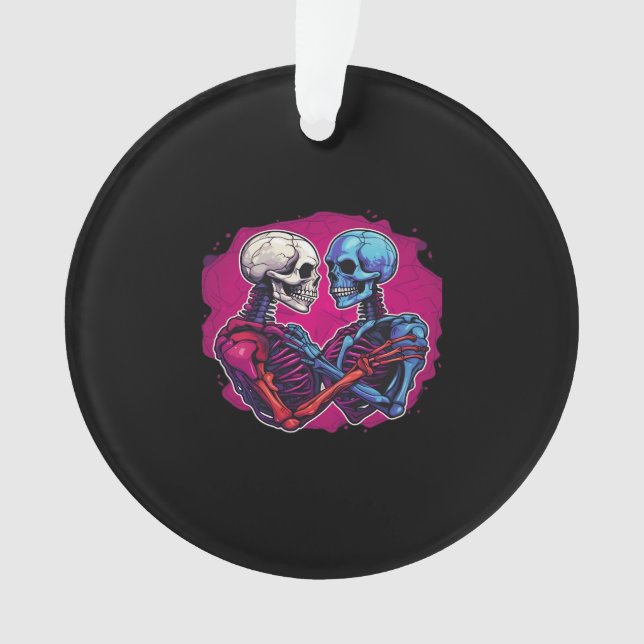 American Traditional Skeleton Holding Hands Tattoo Ornament (Front)