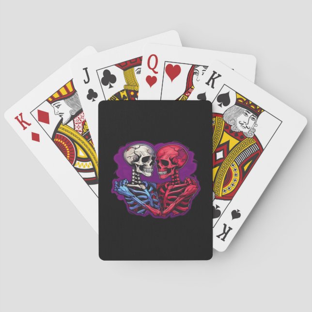 American Traditional Skeleton Holding Hands Tattoo Playing Cards (Back)