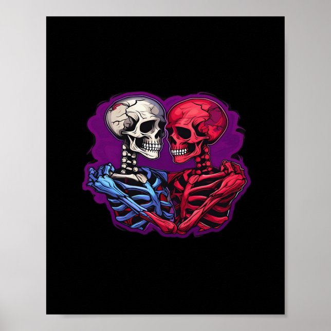 American Traditional Skeleton Holding Hands Tattoo Poster (Front)