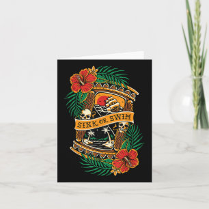 American Traditional Tattoo Old School Flash Skull Card