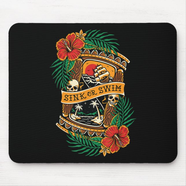 American Traditional Tattoo Old School Flash Skull Mouse Pad (Front)