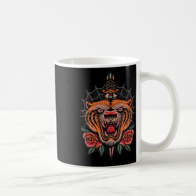 American Traditional Tiger Tattoo  Coffee Mug (Right)