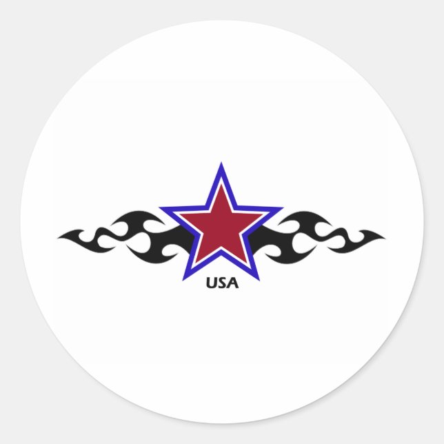 American Tribal Star Classic Round Sticker (Front)