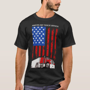 American Truck Driver American Flag commando T-Shirt