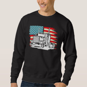 American Truck Driver Patriotic US Flag Semi Trail Sweatshirt