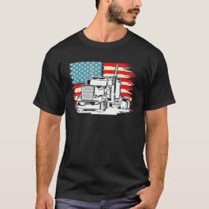 American Truck Driver Patriotic US Flag Semi Trail T-Shirt