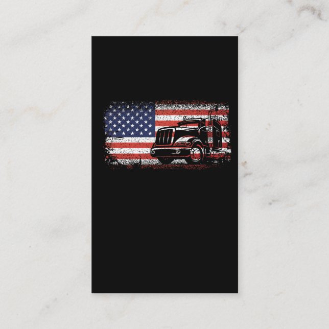 American Truck Driver US Flag 4th of July Trucker Business Card (Front)